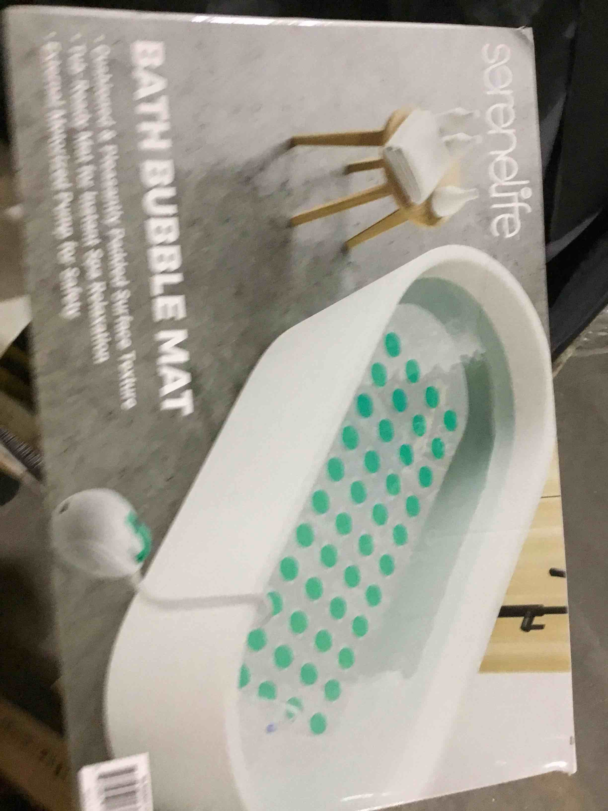 SereneLife Bubble Bath Mat – Portable Spa Mat with Adjustable Intensity, Waterproof LED Light, Pillow and Remote Control for Ultimate Relaxation, 47" x 14.2" (Teal)