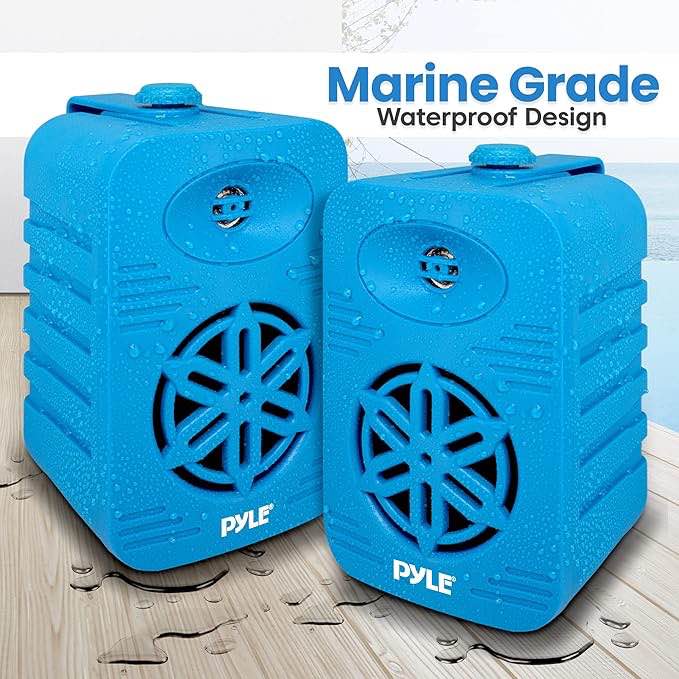 PyleUsa Indoor Outdoor Speakers Pair - 500 Watt Dual Waterproof 5.25” 2-Way Full Range System w/ 1/2” High Compliance Polymer Tweeter - in-Home, Boat, Marine, Deck, Patio, Poolside (Blue) - PDWR55BL
