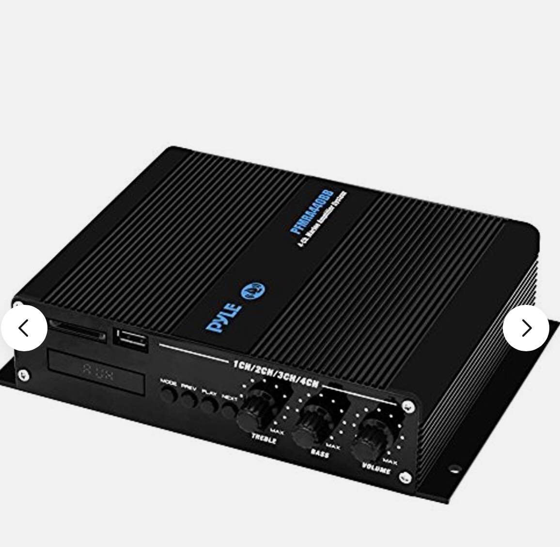 Pyle PFMRA440BB 400 Watt 4 Channel Marine Class D Bluetooth Stereo Amplifier