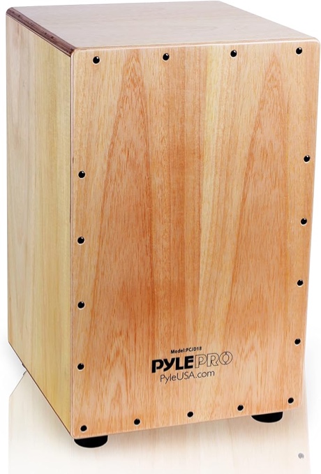 Pyle Cajon-Wooden Percussion Box, with Internal Guitar Strings, Full Size, 12.0’’ x 12.0’’ x 18.0’’ (PCJD18)