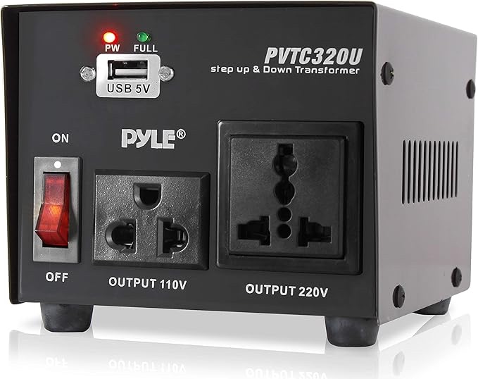 Pyle Step Up and Down Converter - 500 Watt Voltage Converter Transformer w/ USB Charging Port, UK Power Adapter, AC 110 / 120 to 220 / 240 Volt Vice Versa, 110V/120V/220V/240V Input Voltage