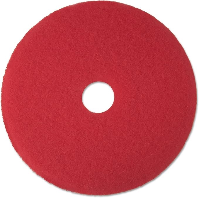 3M 08394 Low-Speed Buffer Floor Pads 5100, 19" Diameter, Red, 5/Carton