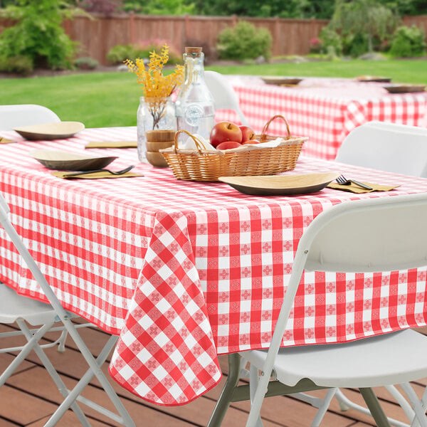 Red Gingham Plastic Tablecloth, Each