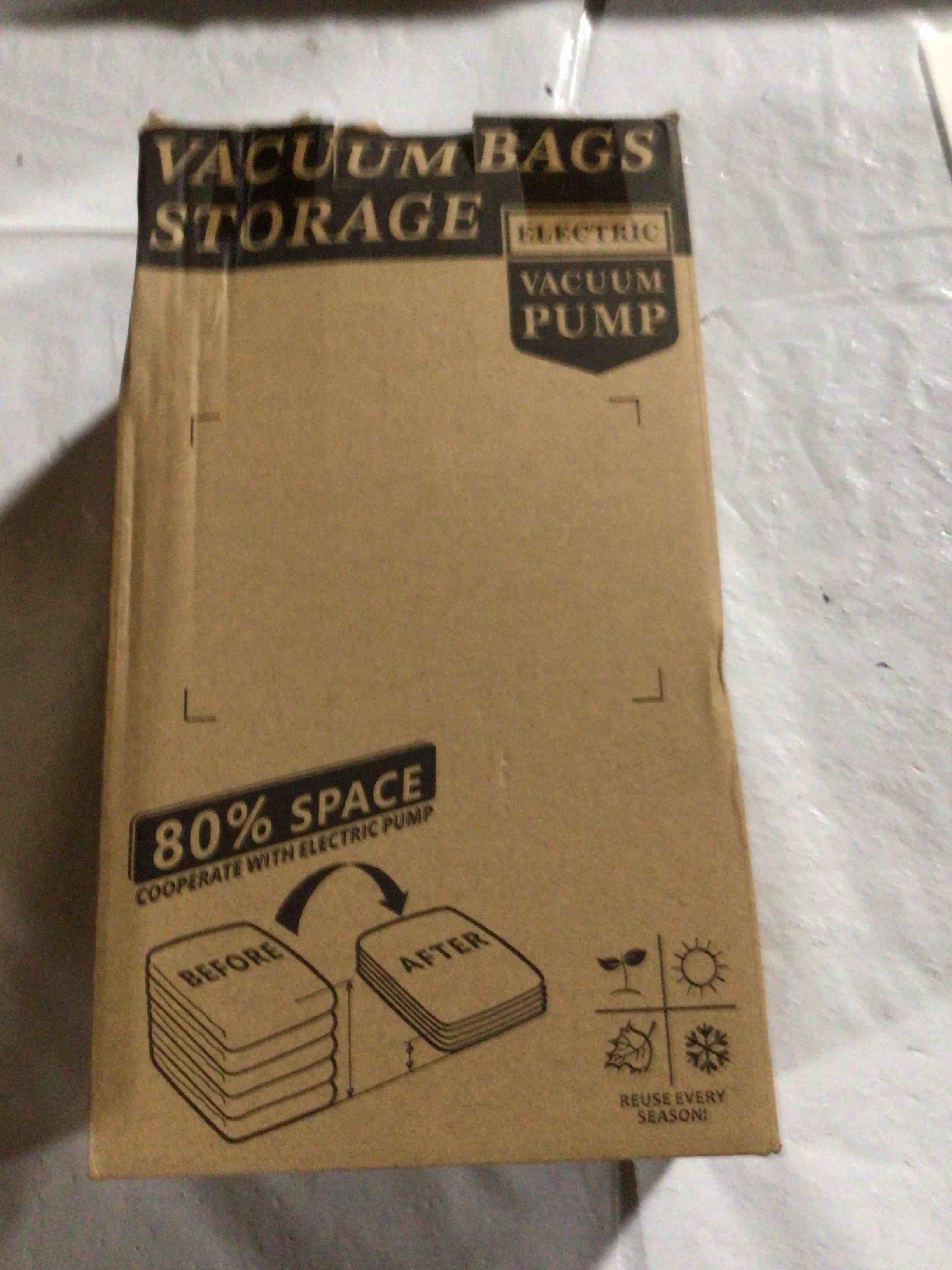 Condition photo showing New/Like New for (missing pump )Vacuum Storage Bags for Travel, 8 Pack Vacuum Seal Bags for Clothing Travel, Vacuum Sealer Bags with High Pressure Electric Pump, Portable Space Saver Bags for Luggage Traveling 8 combo bags + electric pump
