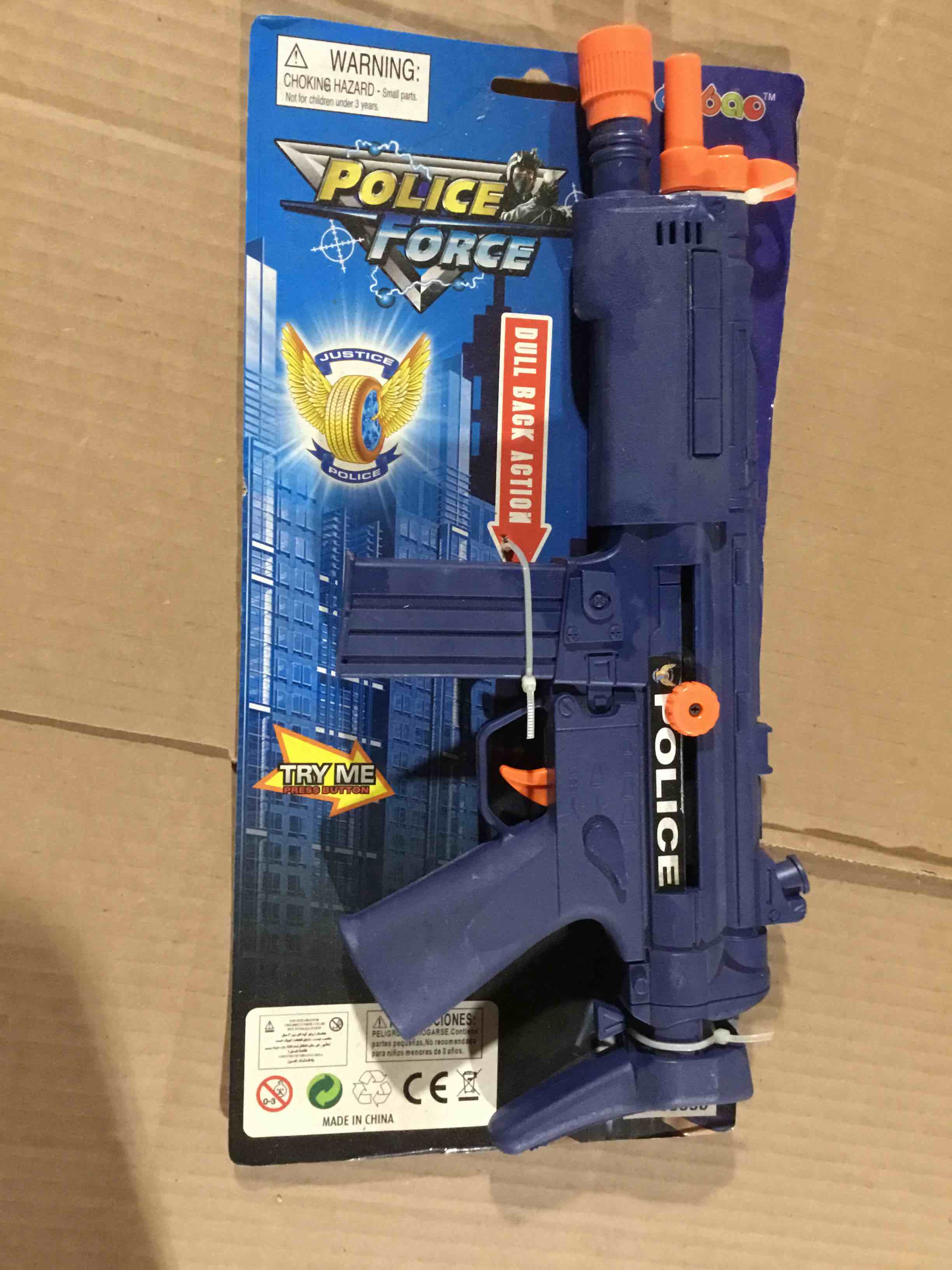 Condition photo showing Good Condition for Recoil action toy gun ,part of a police - themed role - playing game set
