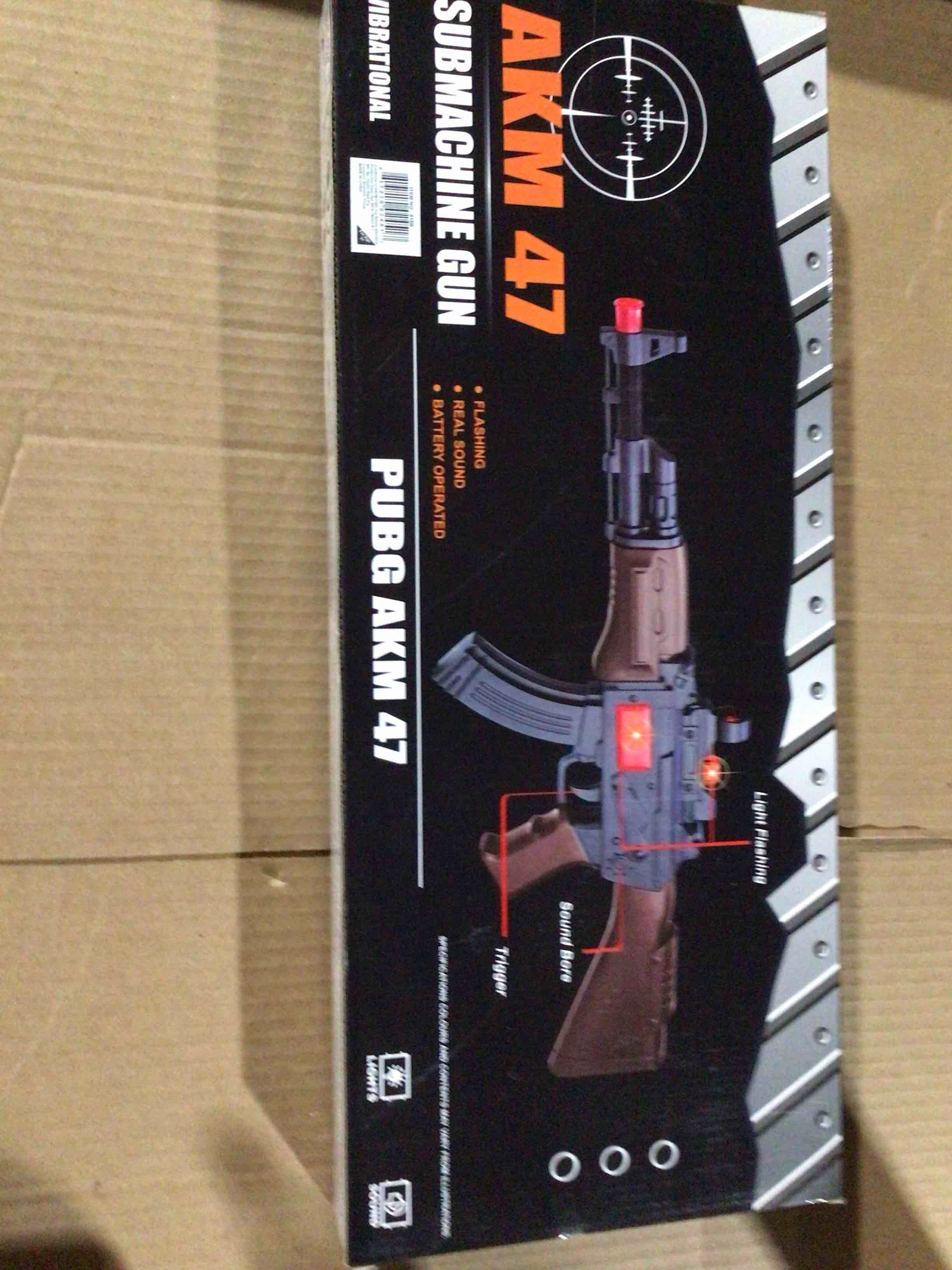 Condition photo showing New/Like New for Toy gun model AKM 47, manufactured by DEWEL TOYS. it,’s a battery - operated toy that couldn’t
