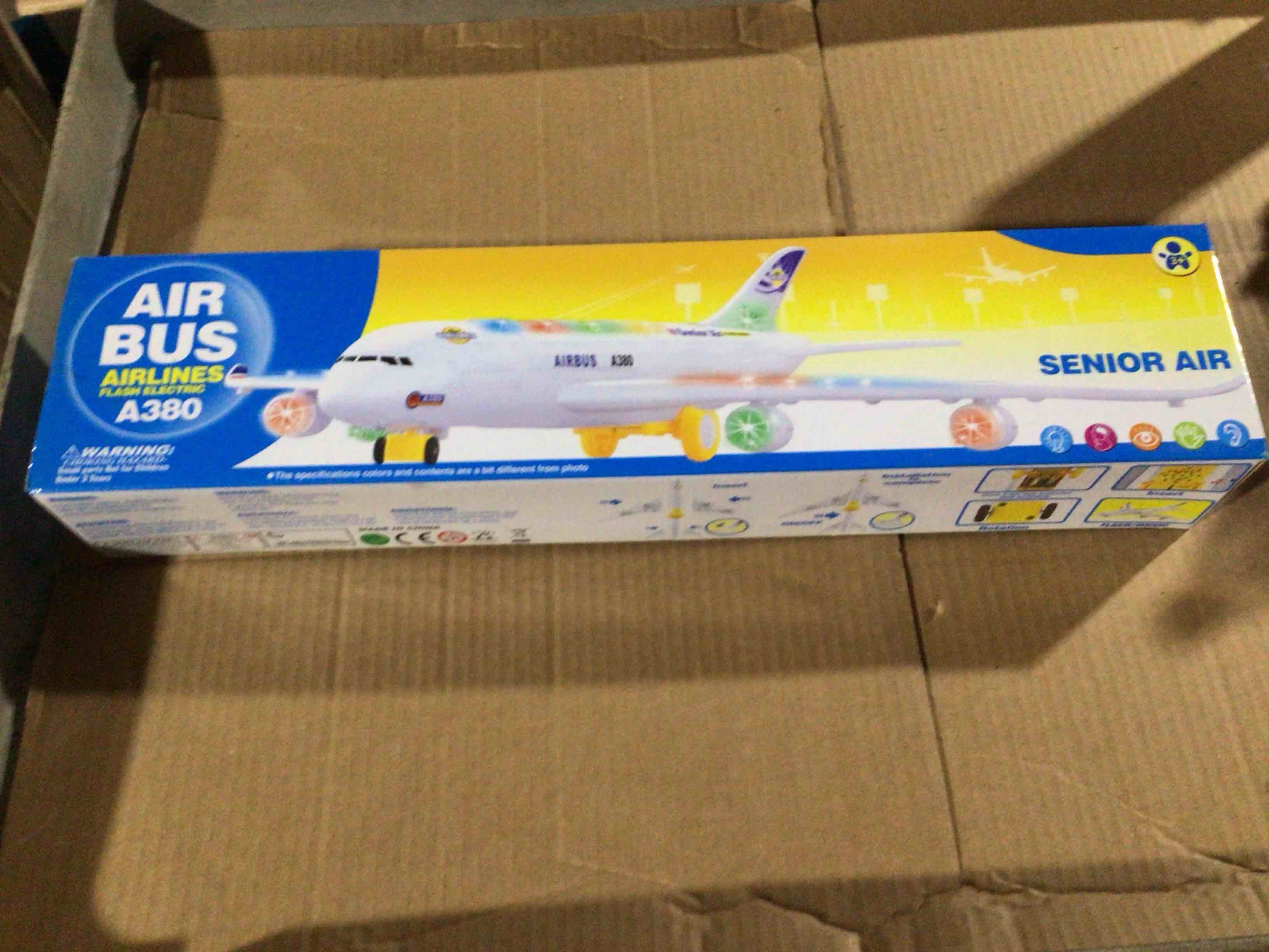 Airbus A80 model electric toy plane , with bump and go functions , flashing lights and realistic sound 