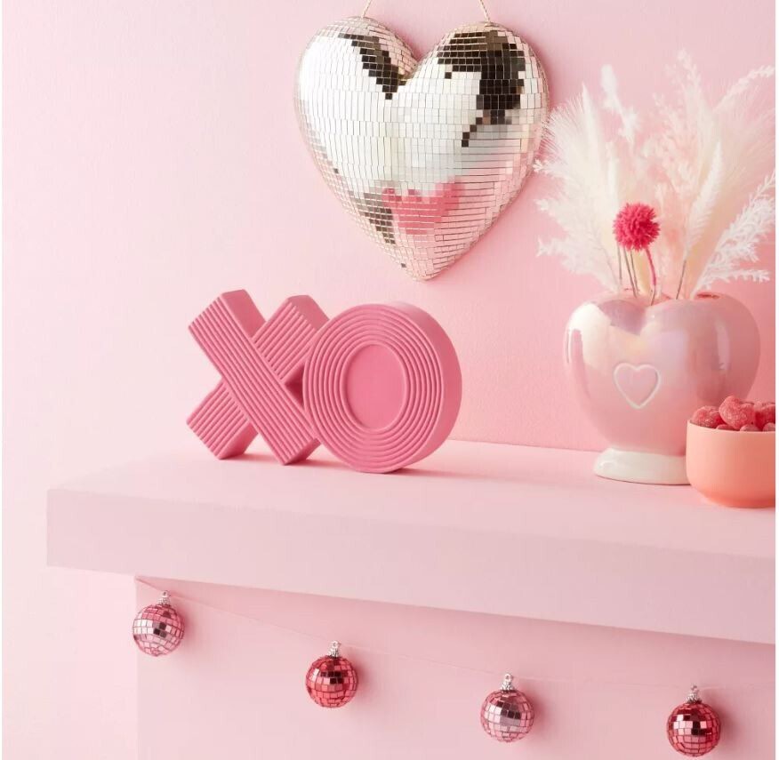 Target Spritz Valentine's Day XO Flocked Pink Valentines Decor (NEW)