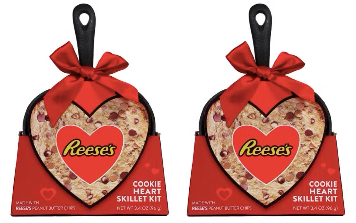 Valentines Heart Shaped Skillet Cookie Kit, Peanut Butter & Chocolate Chip Baked Treat, Valentine’s Day Gift, Activity, Dessert, & More, 2 Mixes, 6.8 Ounces