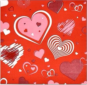 30ct Disposable Valentine's Day Heart Lunch Napkins Red/Pink/Purple - Spritz™