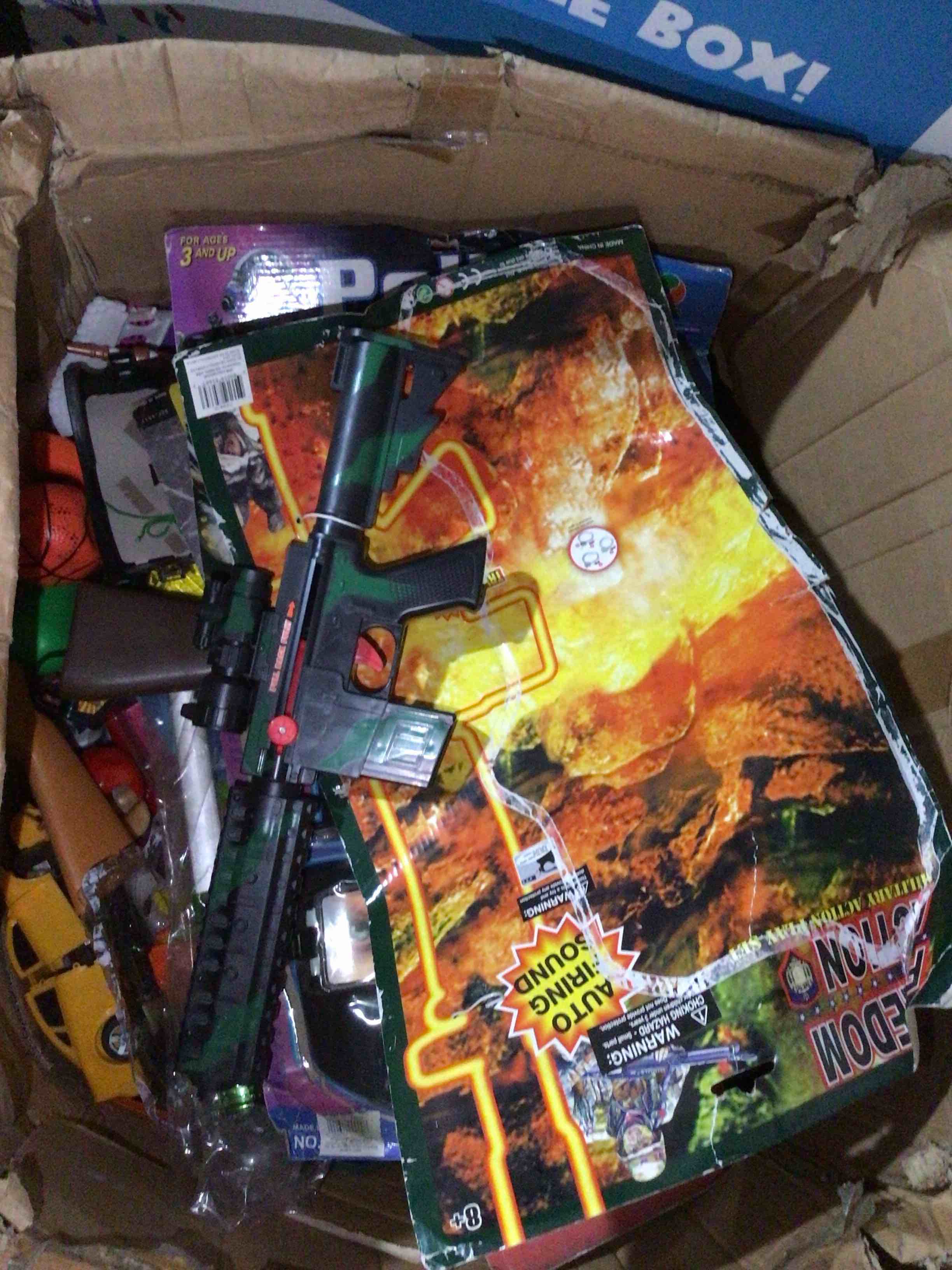 box of assorted toys etc..