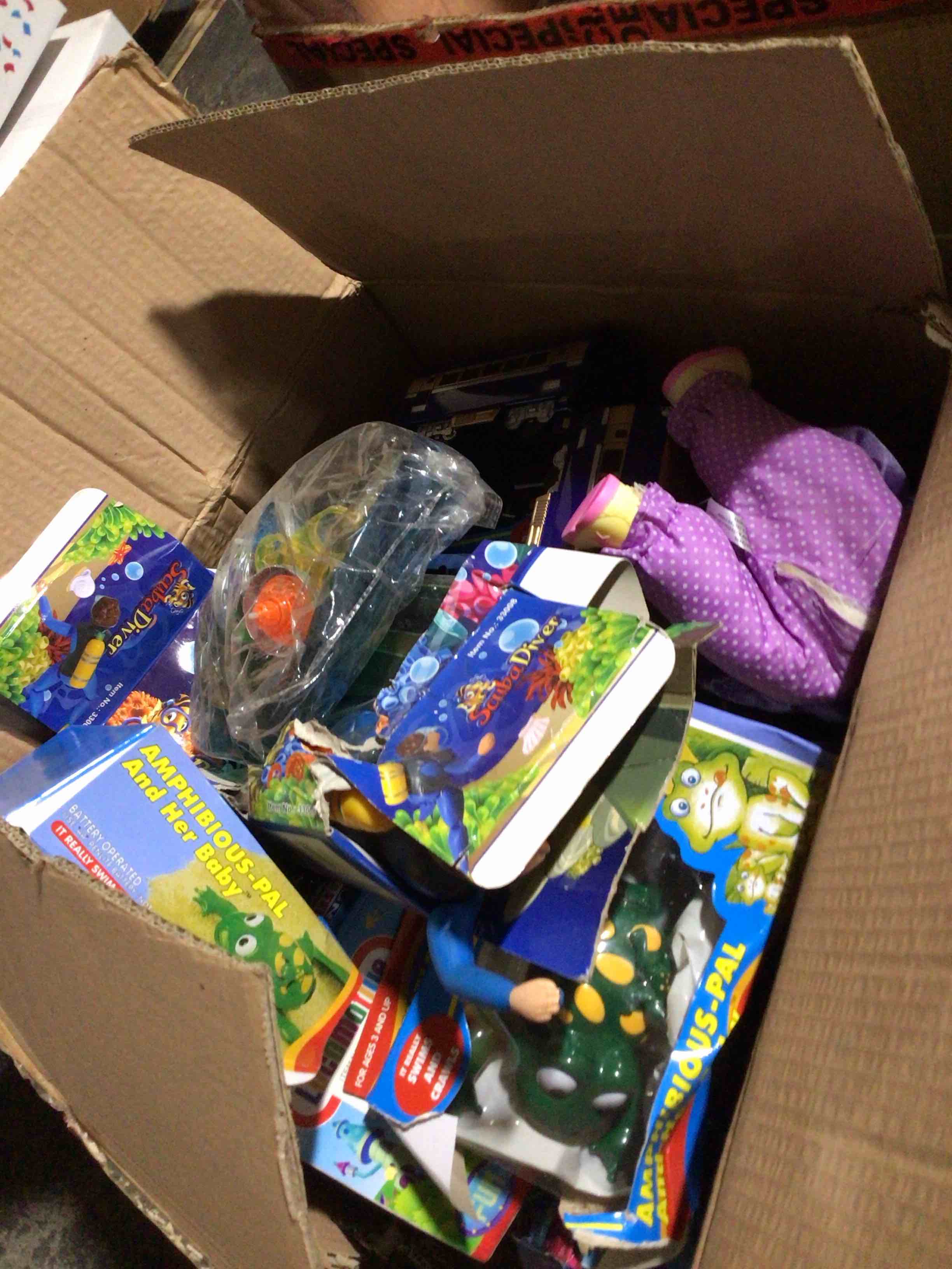 box of assorted toys etc….