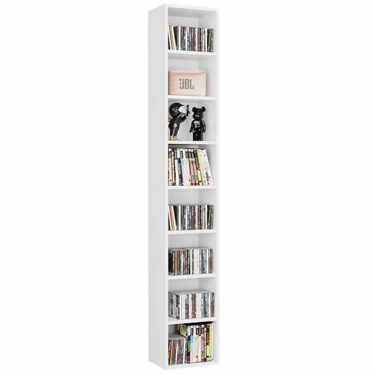 homfa 8-tier media tower, cd dvd media storage unit with 4 adjustable shelves for living room bedroom green