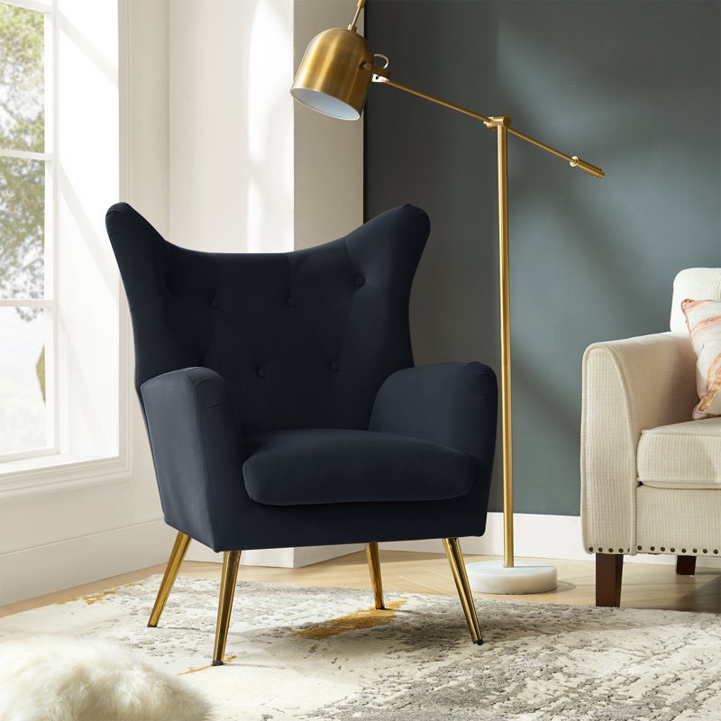 avianna 29.25" wide tufted velvet wingback chair