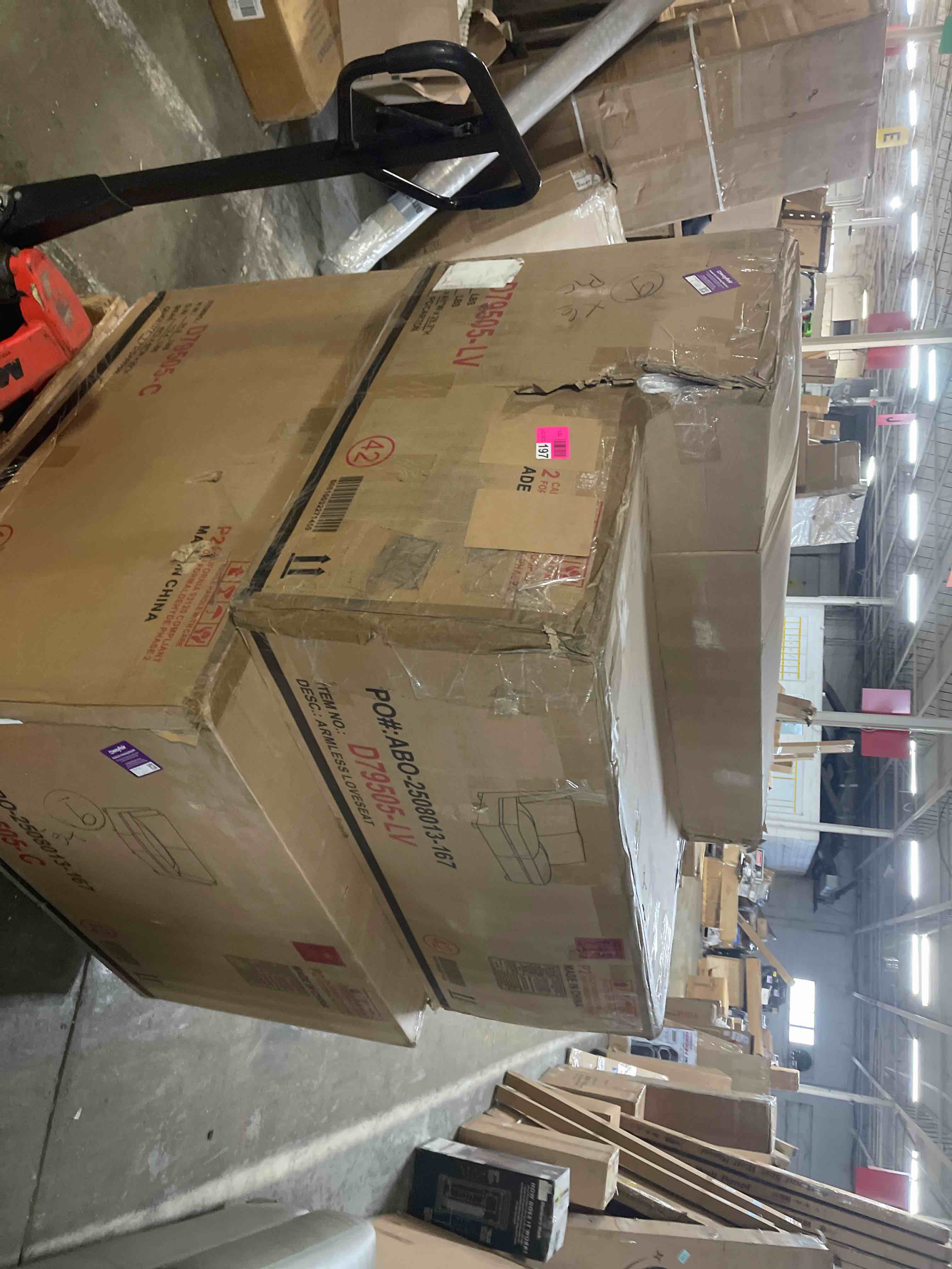 Condition photo showing As Is for Gabriel 6 - Piece Genuine Leather Match Sectional (Incomplete Only an armless chair, corner chair and ottoman)