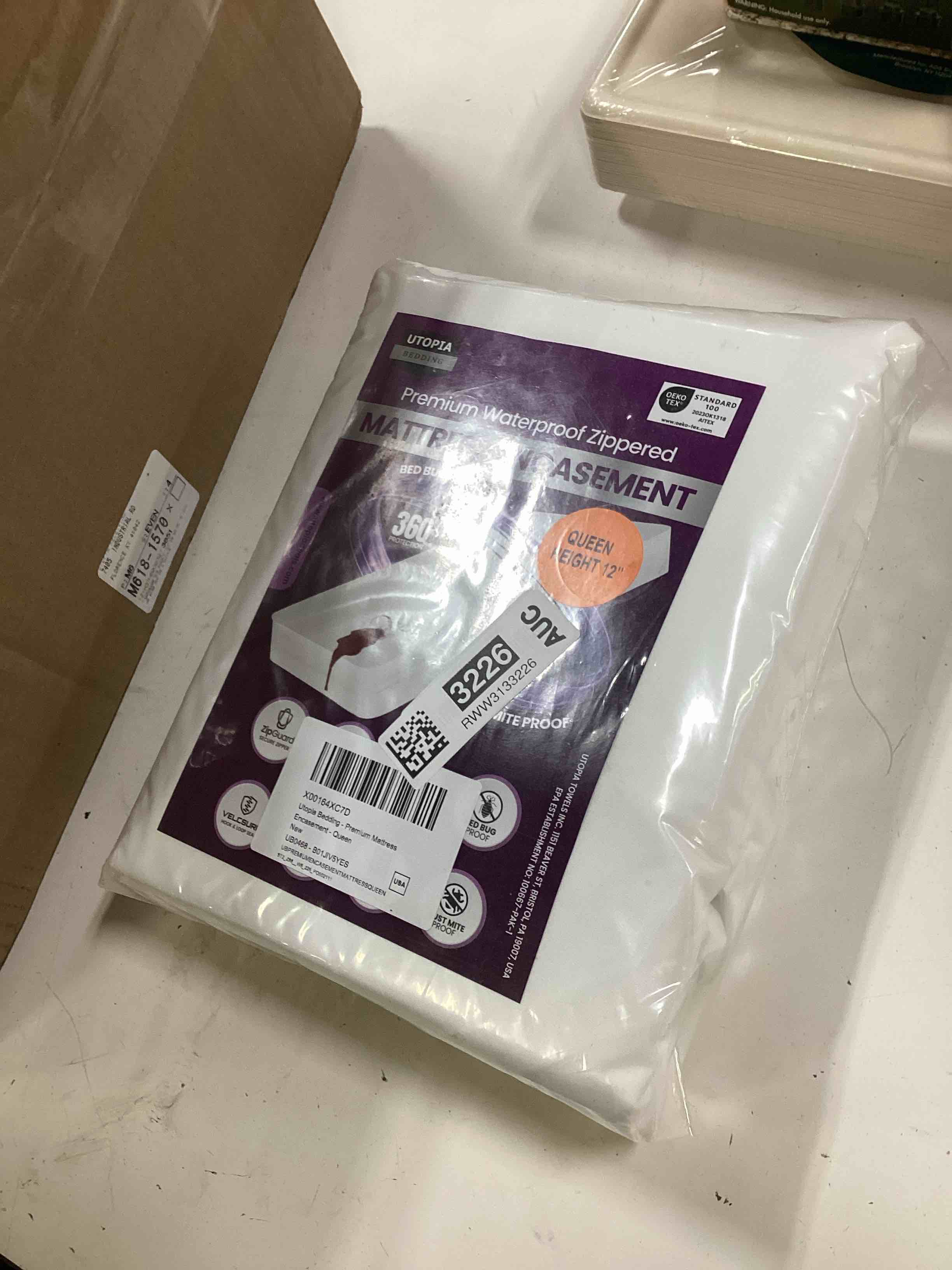 Condition photo showing Good Condition for premium waterproof zippered mattress protector queen size, 12" depth | utopia bedding bed bug mattress cover, 6-sided mattress encasement, dust mite proof, washable, fits upto 12" deep mattresses