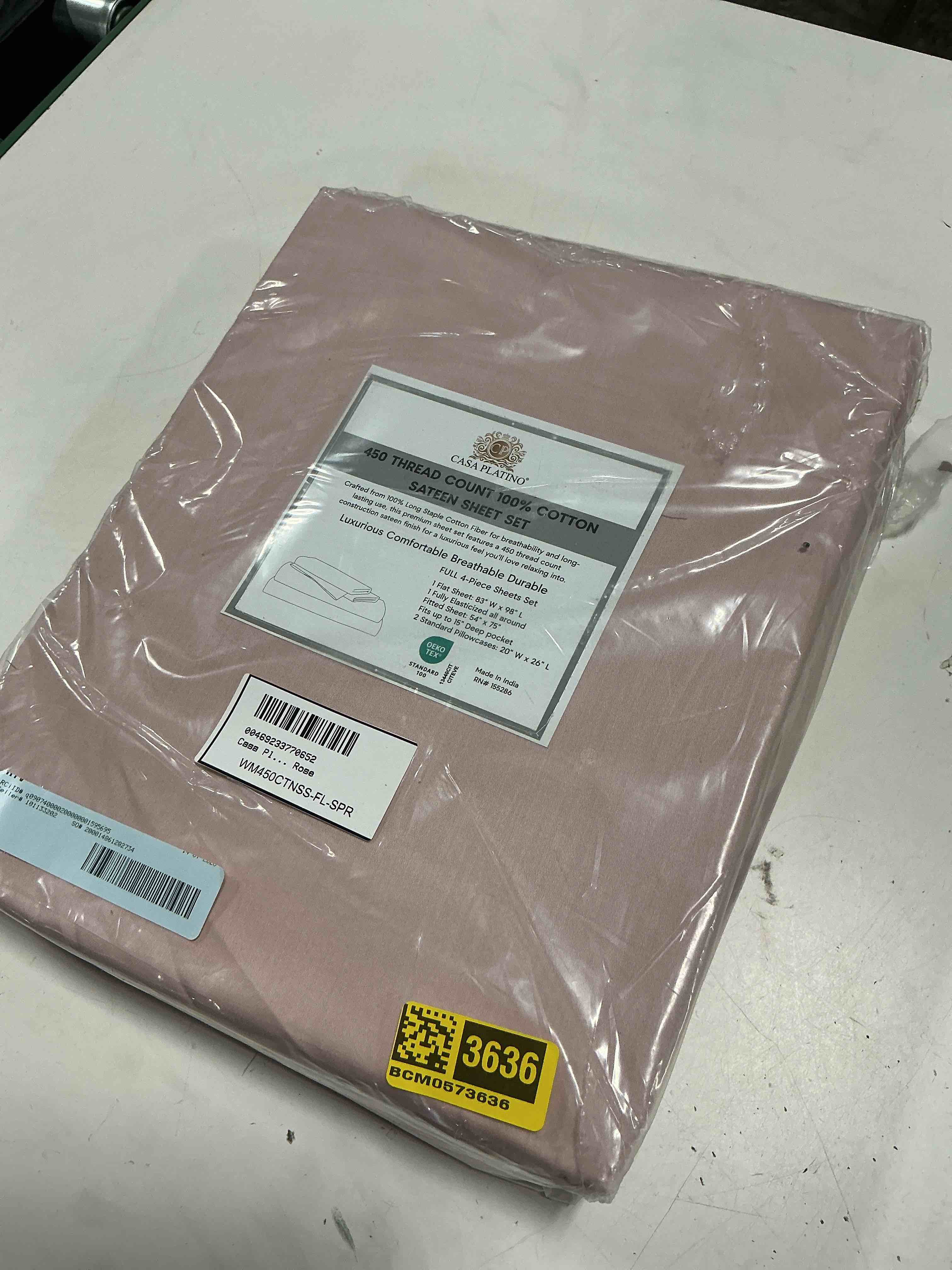Condition photo showing New/Like New for casa platino 100% cotton sheets full size bed sheets - 450 thread count 100% cotton sheets, 4pc bed sheets, soft & breathable full size sheets deep pocket set, hotel luxury sheets - sepia rose
