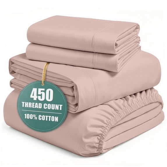 casa platino 100% cotton sheets full size bed sheets - 450 thread count 100% cotton sheets, 4pc bed sheets, soft & breathable full size sheets deep pocket set, hotel luxury sheets - sepia rose