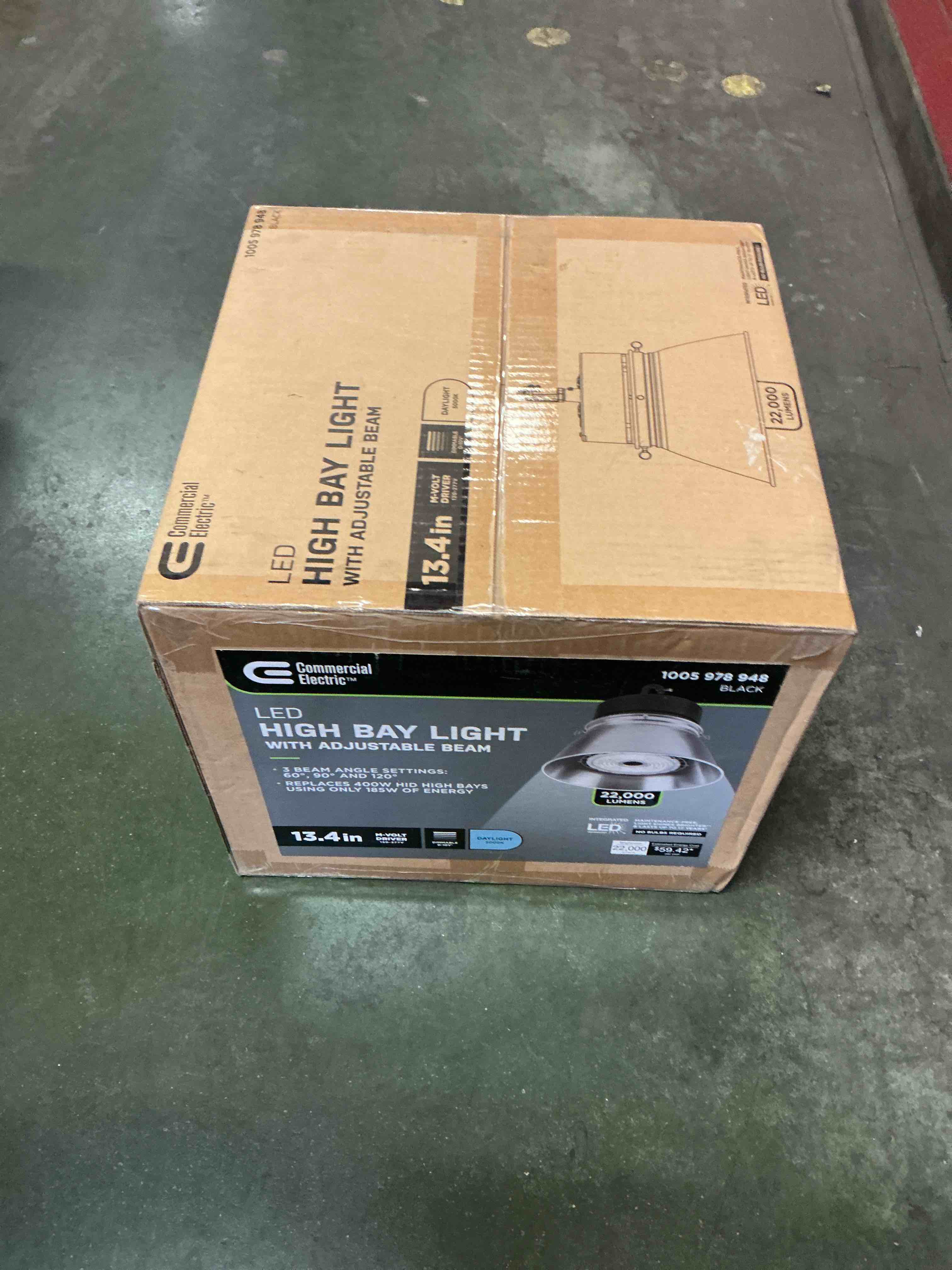 Condition photo showing New/Like New for 13.4  Round 400W LED Brushed Nickel High Bay Light w/ Adjustable Beam High Out