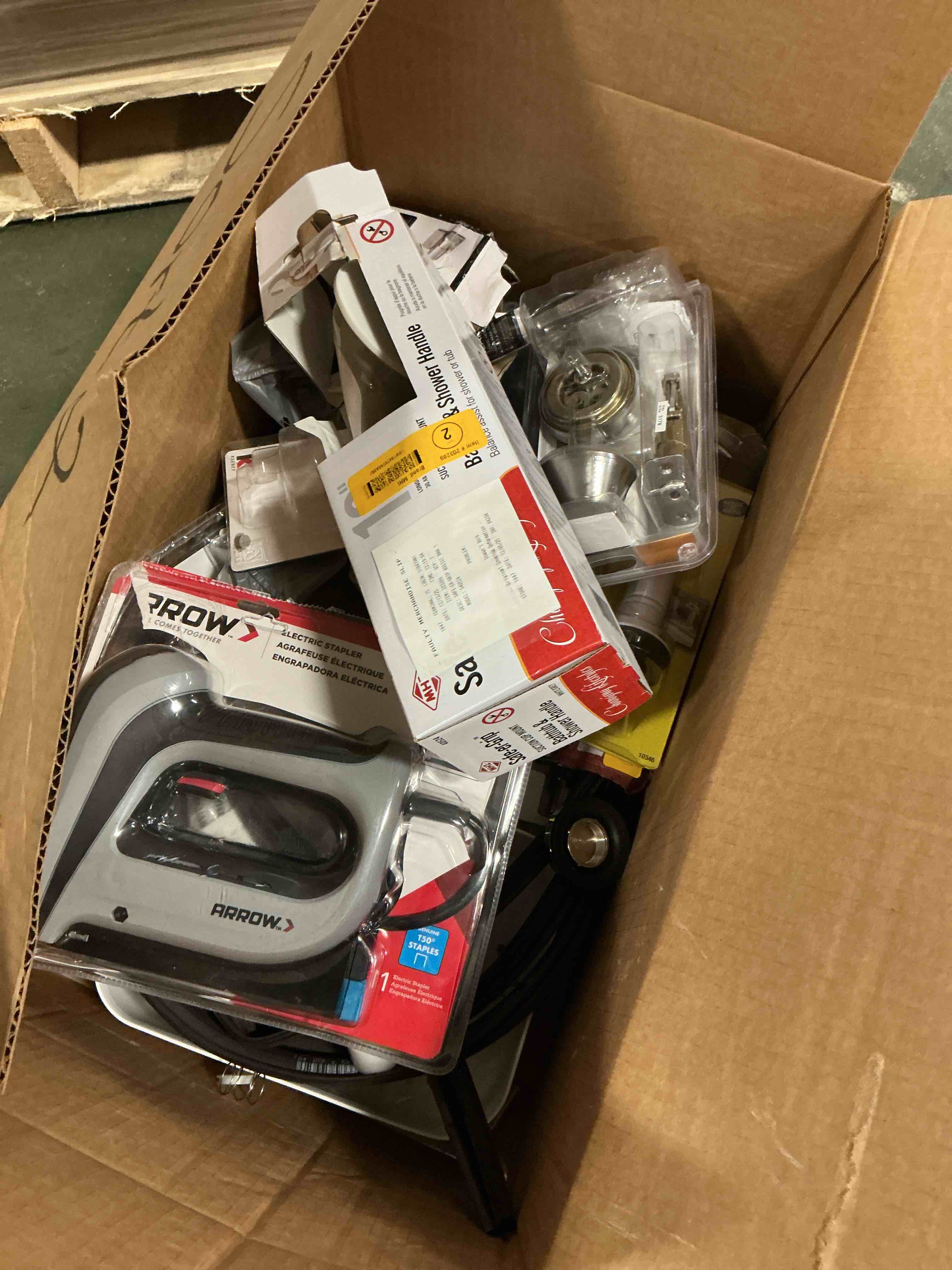 Condition photo showing As Is for Assorted Home Improvement Lot (Small Tools, Screw, Home Accessories, etc.)