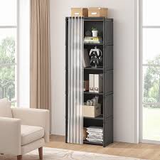 six tier bookshelf with curtain