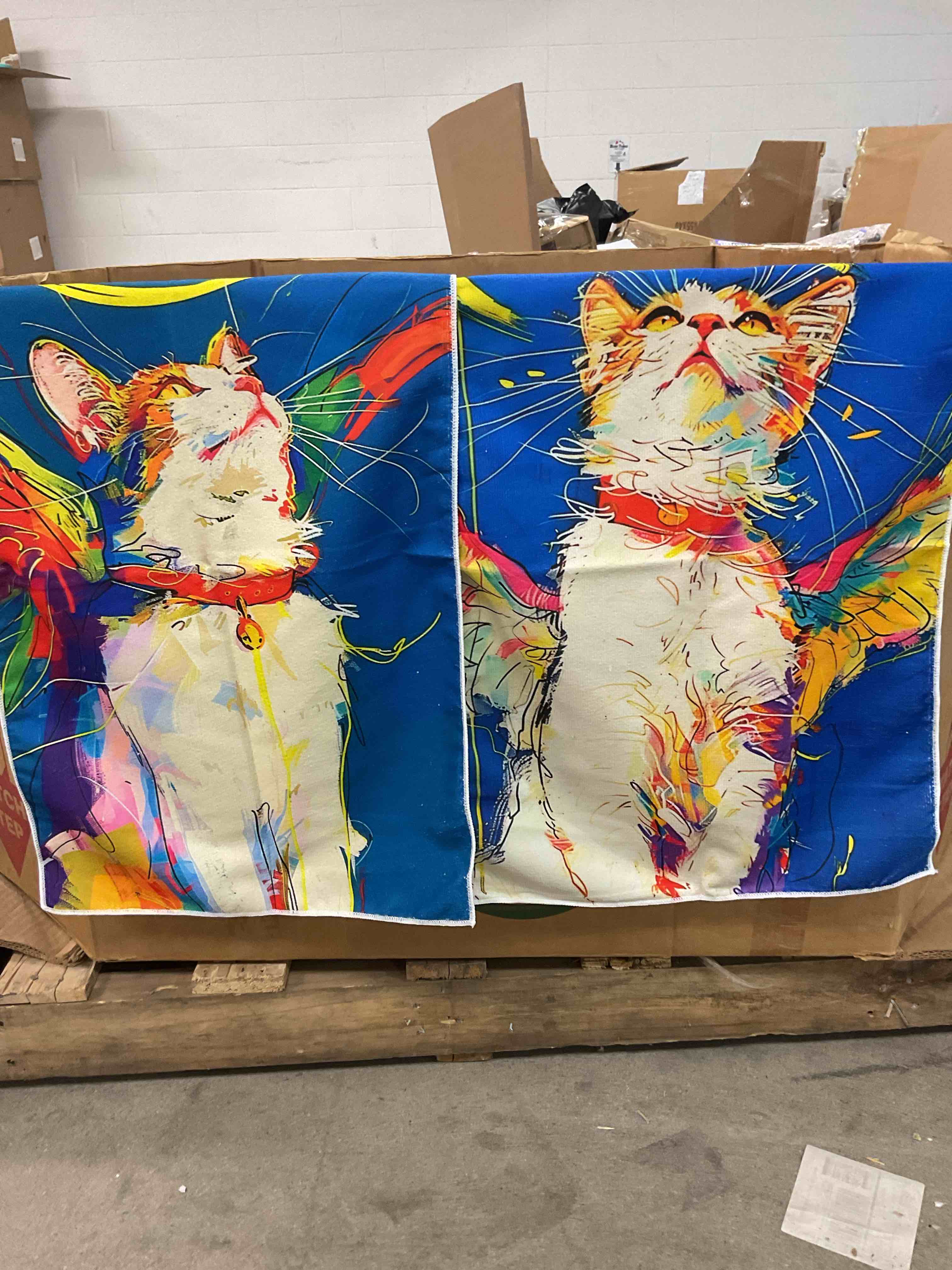 angel cat design dish towels