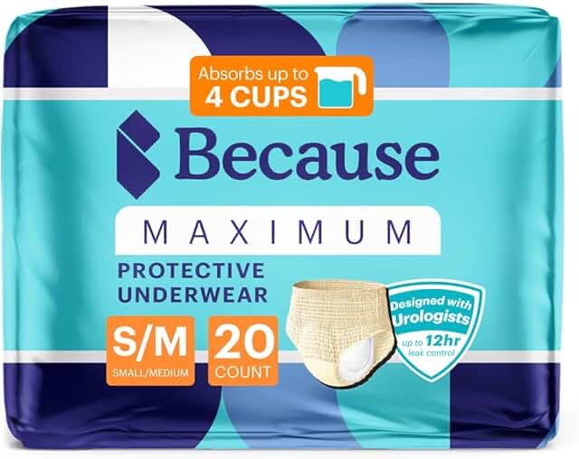 because maximum protective underwear small/medium 20 count