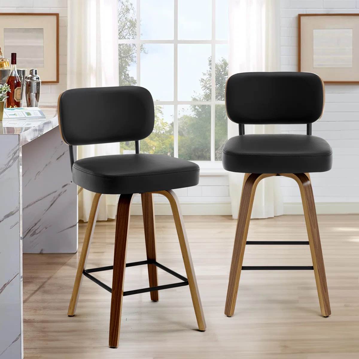 Logreira Swivel Upholstered Counter & Bar Height Stool (Set of 2)