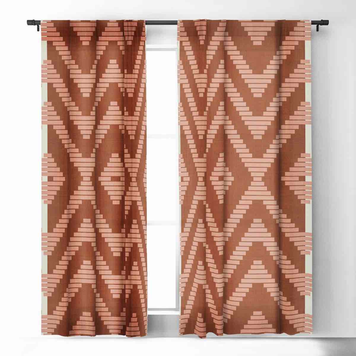 Arbaj Becky Bailey Rattan in Rust 2pc Blackout Window Curtain Panel