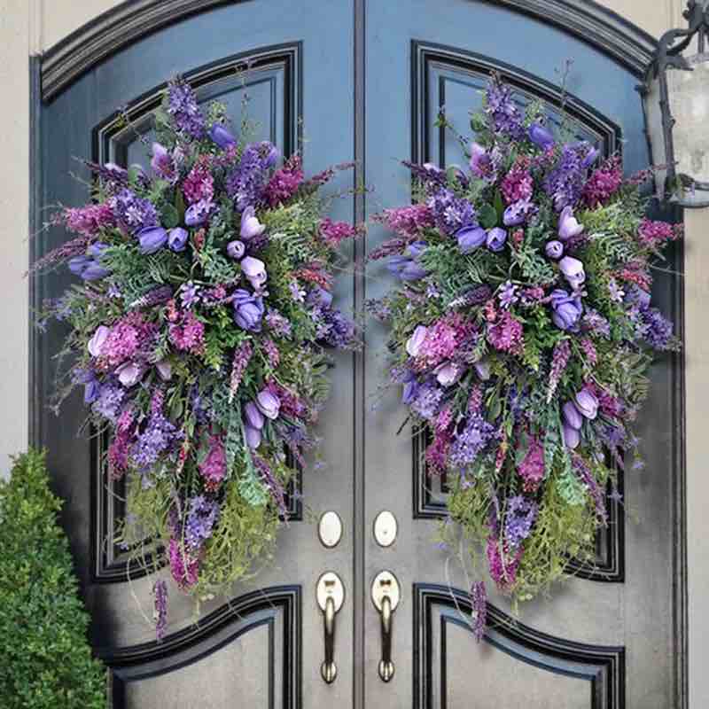 Artificial Lavender Swags Spring Lilac Tulip Garlands Exquisite Purple Flowers Garland Pendants Ornaments Holiday Gift Home Decor Wreath For Garden Courtyard 1pc