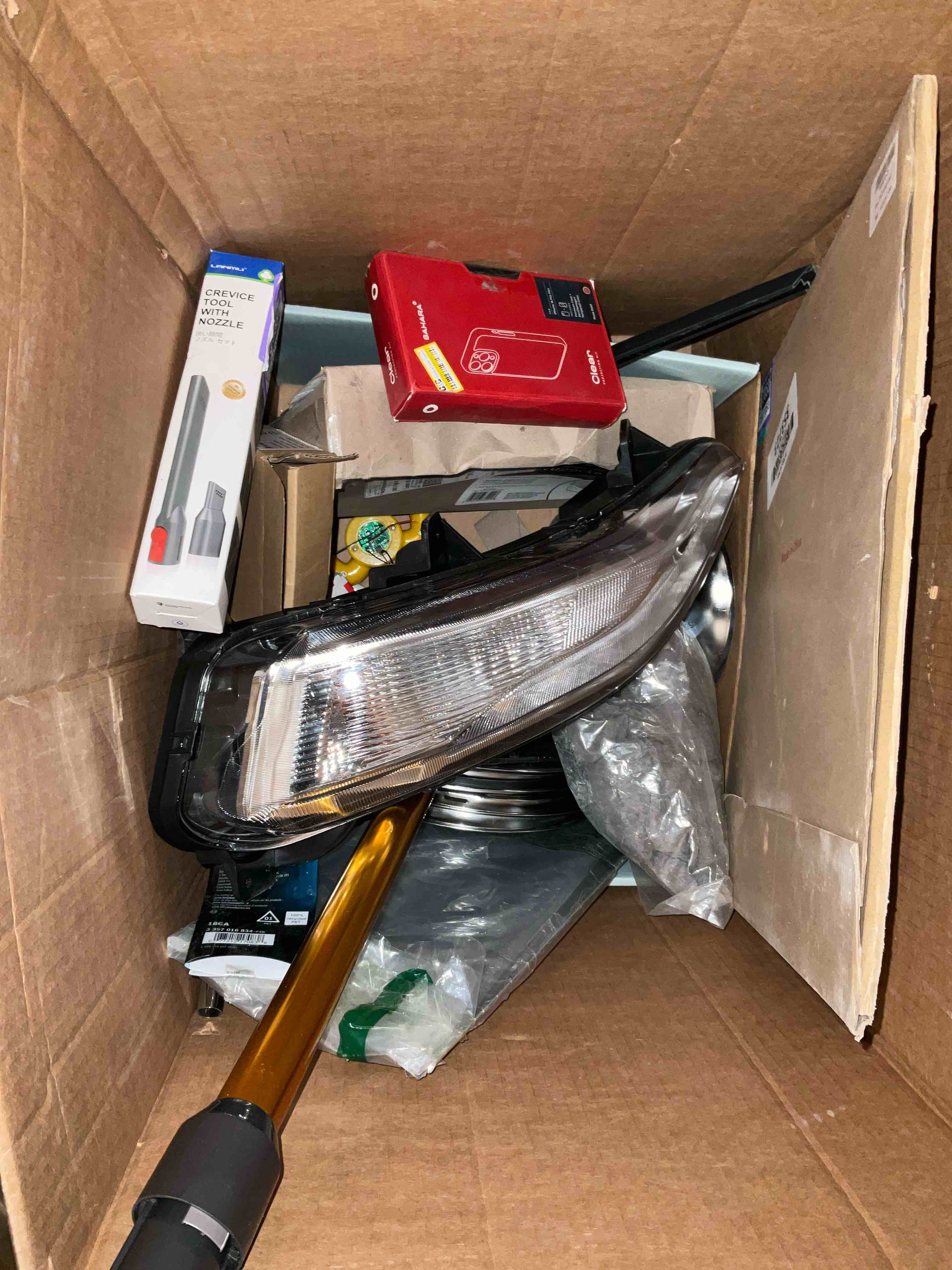 Box Lot Of Assorted Items (Light, Case, Case, Bottle Caps And Other (See Images)