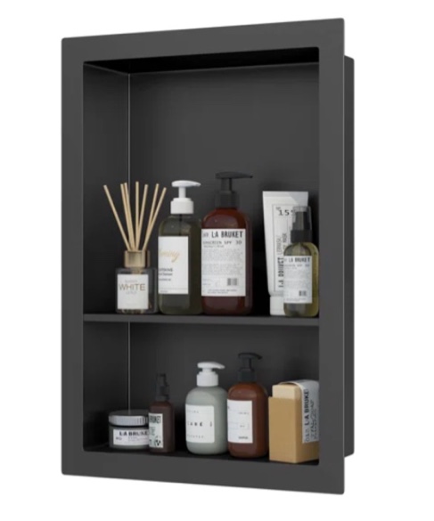 13.9"x 19.8" Wall Niche Double Shelf Recessed Metal Cabinet 