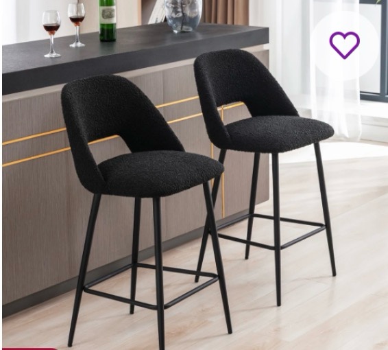 Kiyanni Upholstered 26.8" Boucle Counter Stool with Metal Frame (Set 2 )