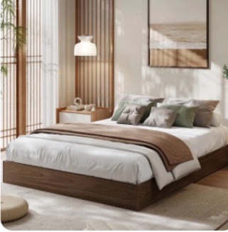 Wood Platform Bed Frame, Wooden Bed Frame Without Headboar Size Queen 