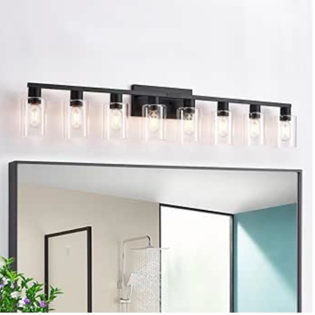 Bathroom Vanity Light With Clear Glass Shades For Vanity Mirror, Bathroom  8 Lights 