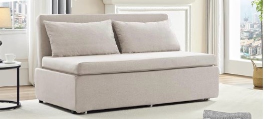  Beige Pull - Out Sofa Bed
