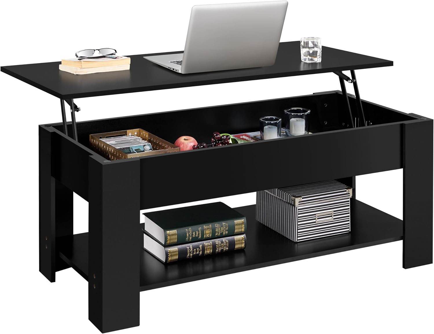 Sparta Black Lift Top Extendable Coffee Table With Storage 