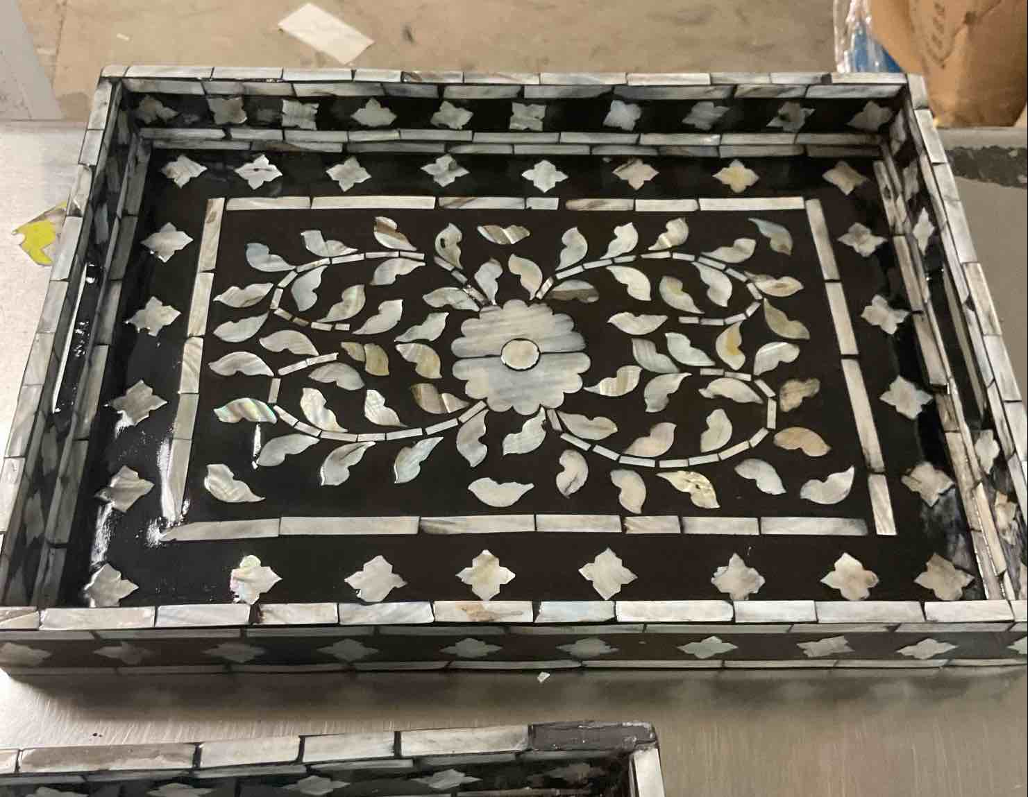 Beautiful Black And Silver Glazed Trays 2Pc