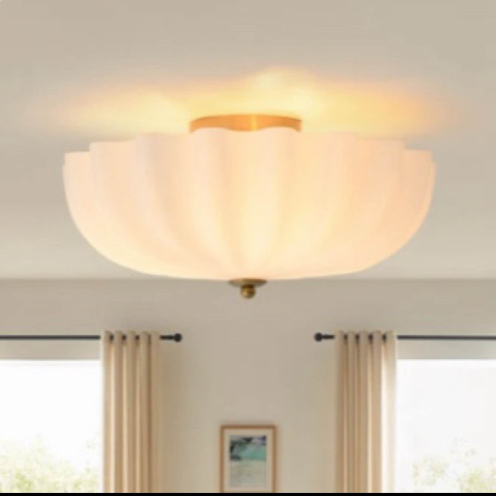 3 - Light Opal Pleated Glass Semi - Flush Mount 
