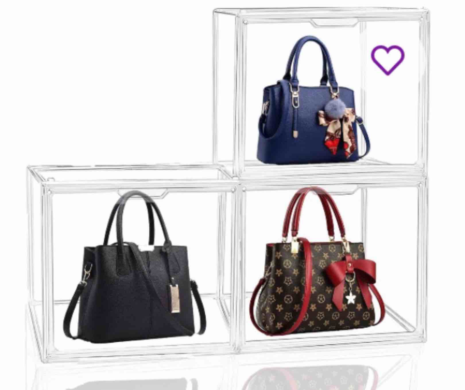 3 Packs Acrylic Stackable Show Case Storage Box for lady bag toy