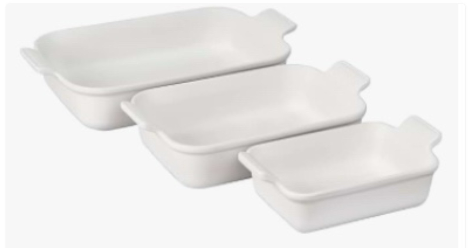 Stoneware Heritage Set 3 Rectangular Dishes, White