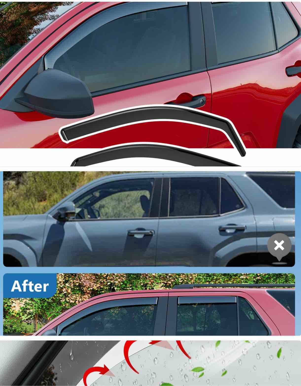 Xipoo Side Window Visor Deflector Compatible with 2025 Toyota 4Runner Rain Deflectors (No Hybrid) 4Pcs PC Window Visors Trim