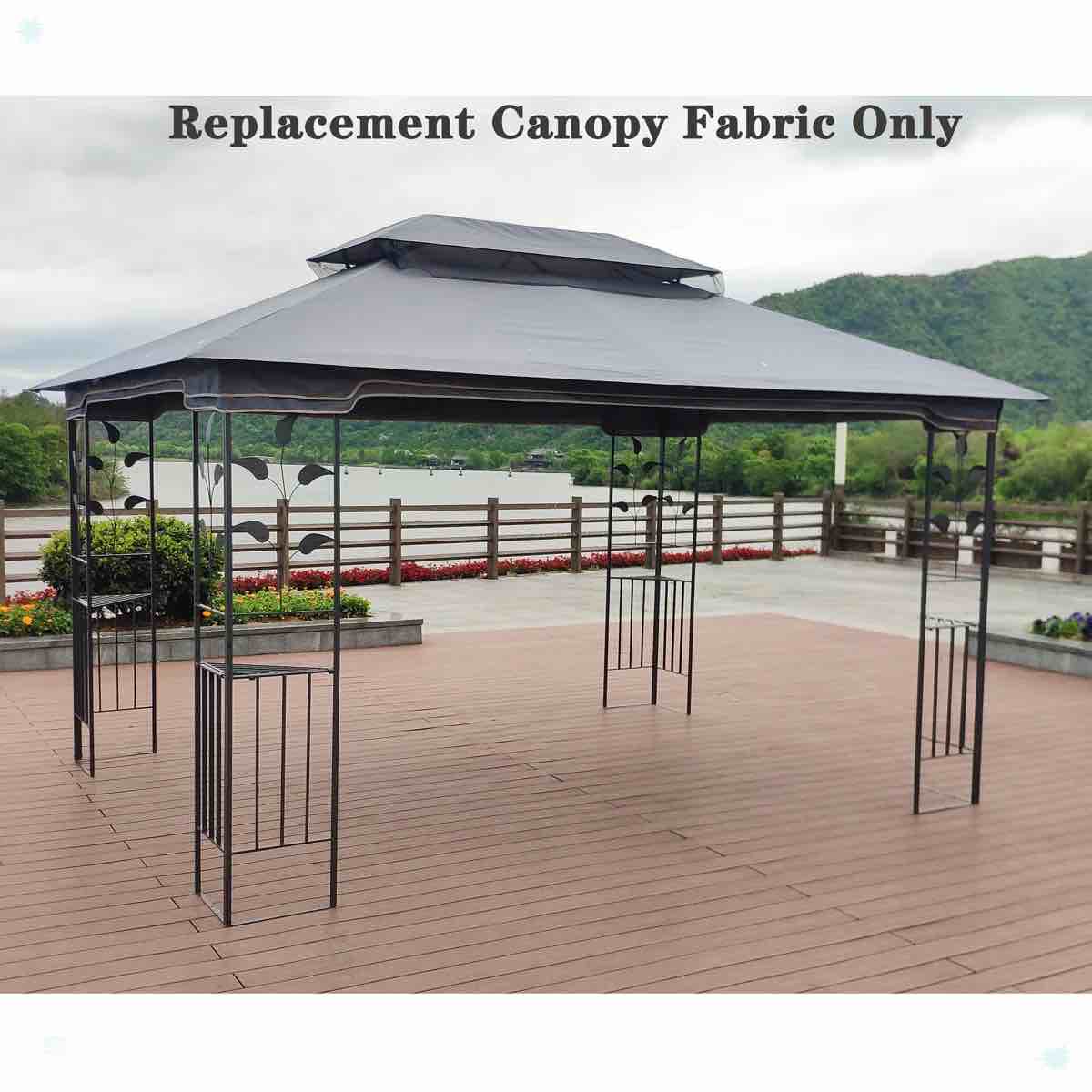 13x10 Ft Patio Double Roof Gazebo Replacement Canopy Top Fabric