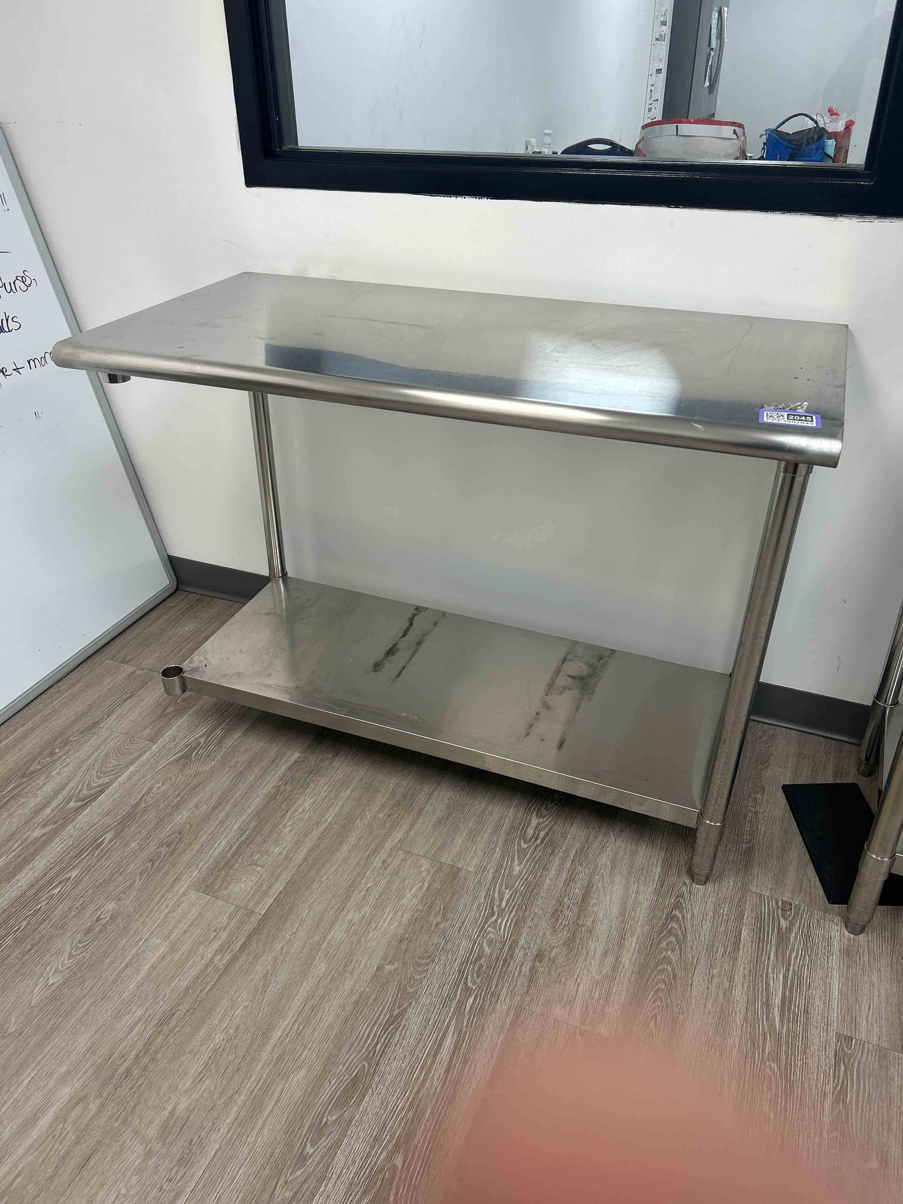 stainless steel table with under storage 