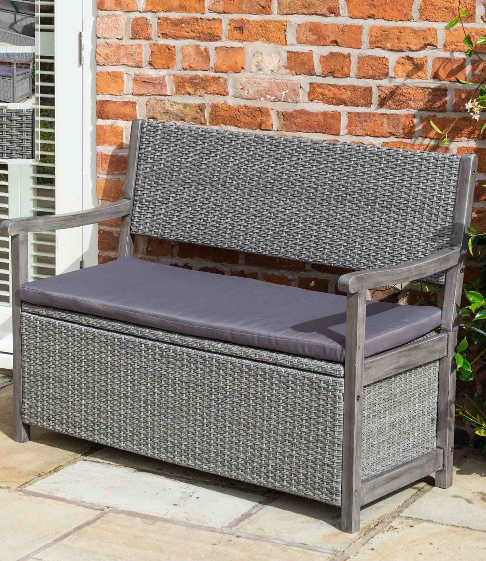 rowlinson garden products grey alderly storage bench