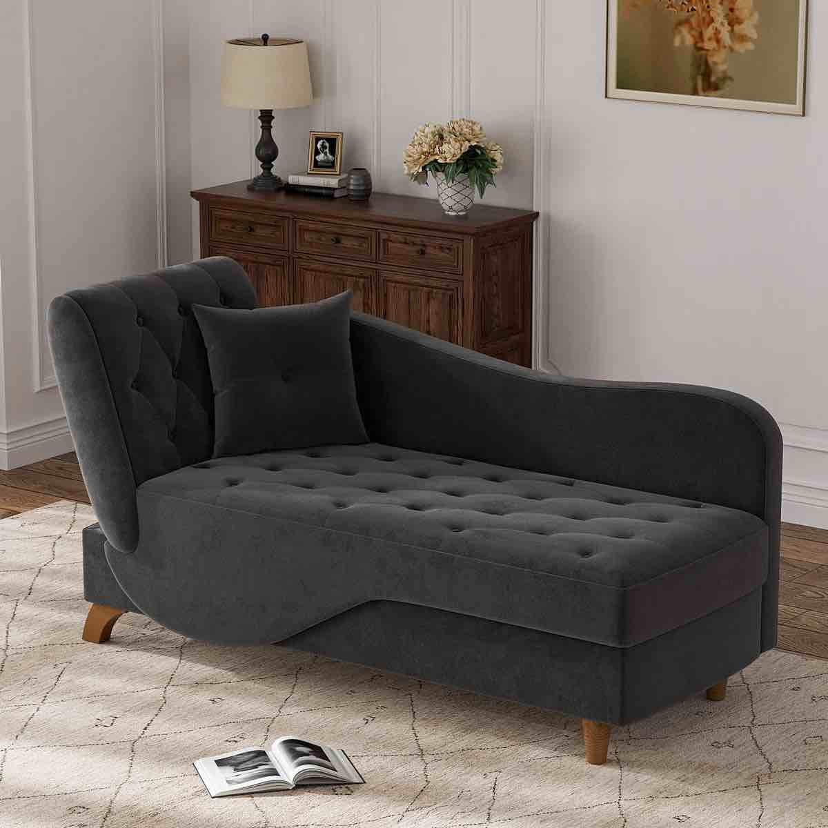 Acotas Velvet Upholstered Chaise Lounge