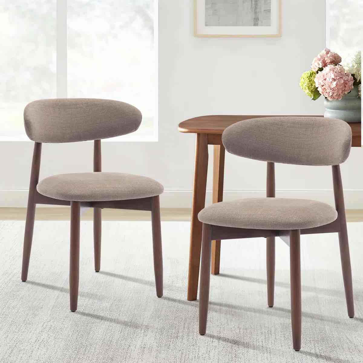upholstered solid wood dining chair side chair (set of 2)