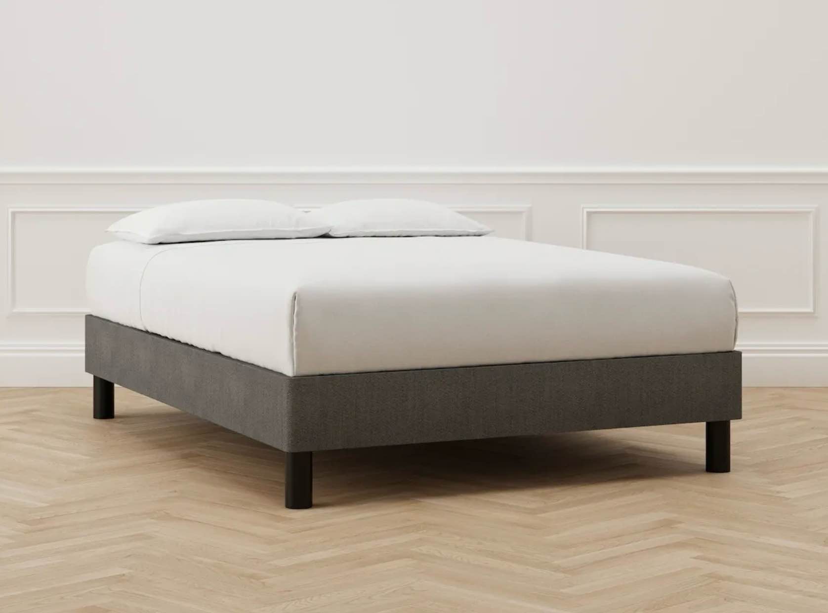SOLID WOOD UPHOLSTERED MATTRESS TWIN DARK GREY