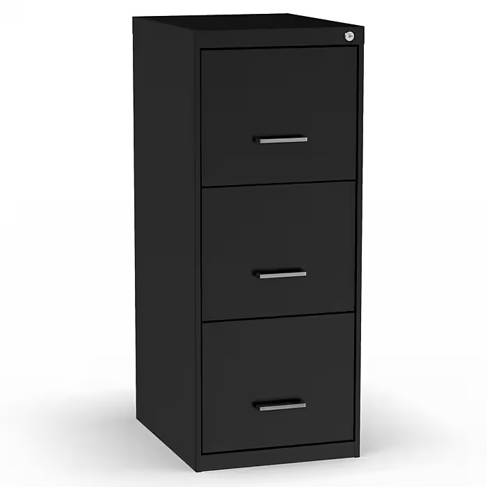 Staples 3-Drawer Vertical File Cabinet, Letter Size, Lockable, 34.9"H x 14.3"W x 18.9"D, Black (-ST62799)