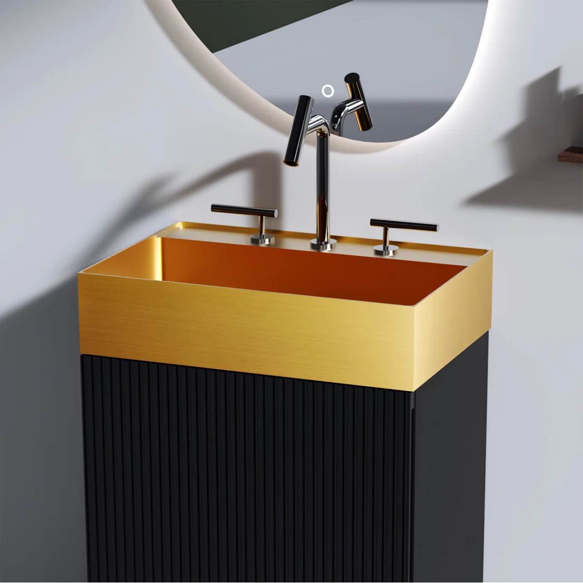 Stainless Steel Bathroom Sink With 3 Faucet Holes LUXULUXU-W1865P279868